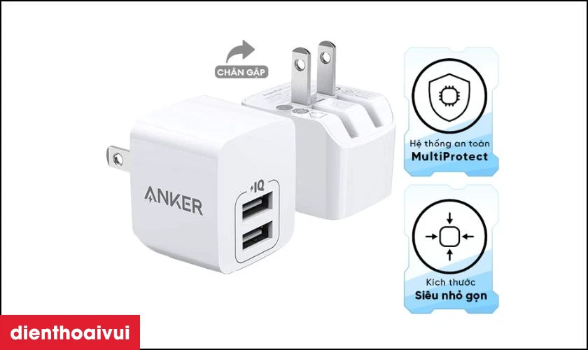 Đặc điểm nổi bật của sạc Anker PowerPort Mini 12w 2 Cổng A2620