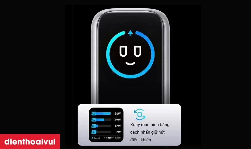 Sạc Anker Zolo 3C1A 140W k&egrave;m c&aacute;p USB-C B2697