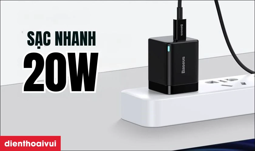 Hỗ trợ sạc nhanh c&ocirc;ng suất 20W r&uacute;t ngắn thời gian chờ đợi