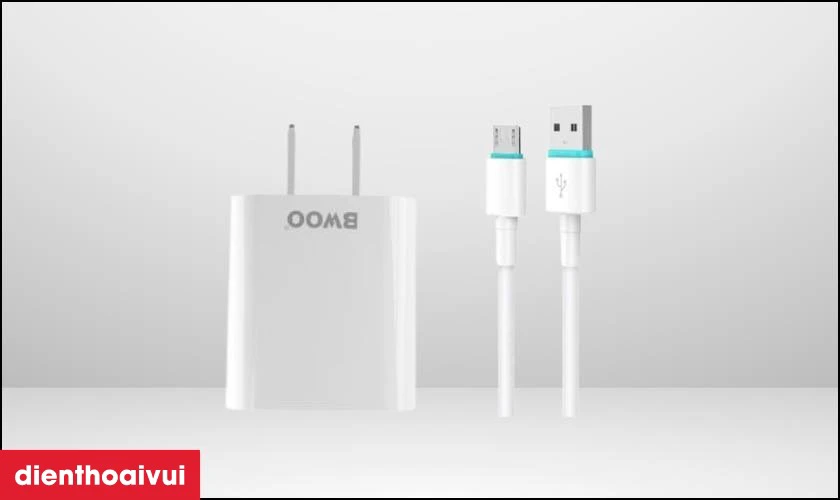Sạc BWOO 2 cổng USB-A k&egrave;m c&aacute;p Micro US CDA61V