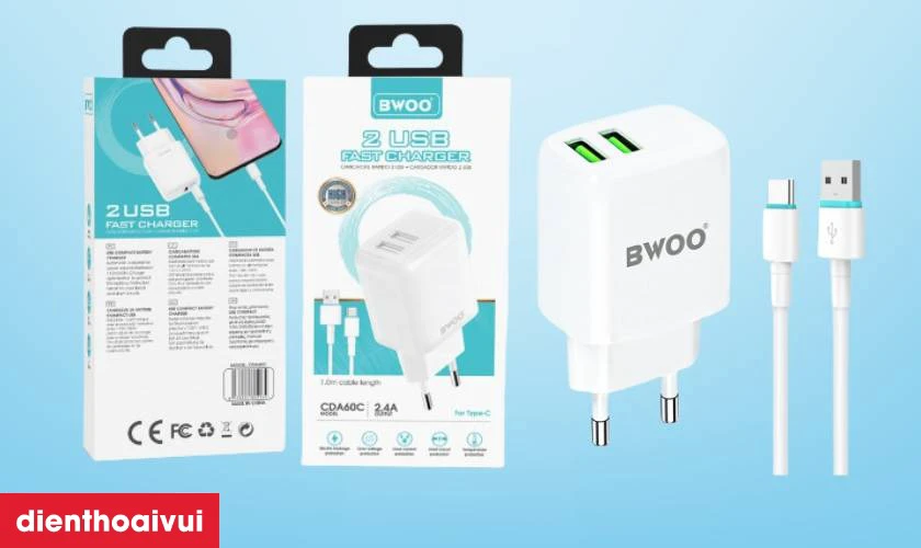 Lưu &yacute; chọn v&agrave; sử dụng sạc BWOO 2 cổng USB-A k&egrave;m c&aacute;p Type-C EU CDA60C an to&agrave;n