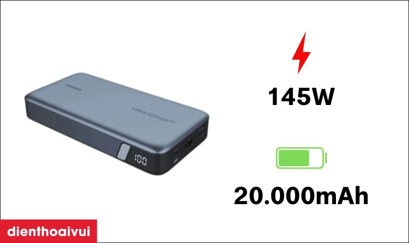 Pin sạc dự ph&ograve;ng Ugreen 90597A sạc nhanh hai chiều