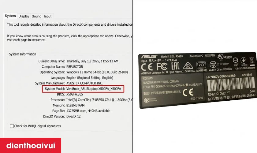 xem model để chọn sạc laptop asus