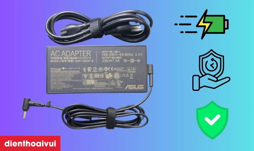 M&ocirc; tả sản phẩm sạc laptop Asus 20V 7.5A 180W đầu kim nhỏ
