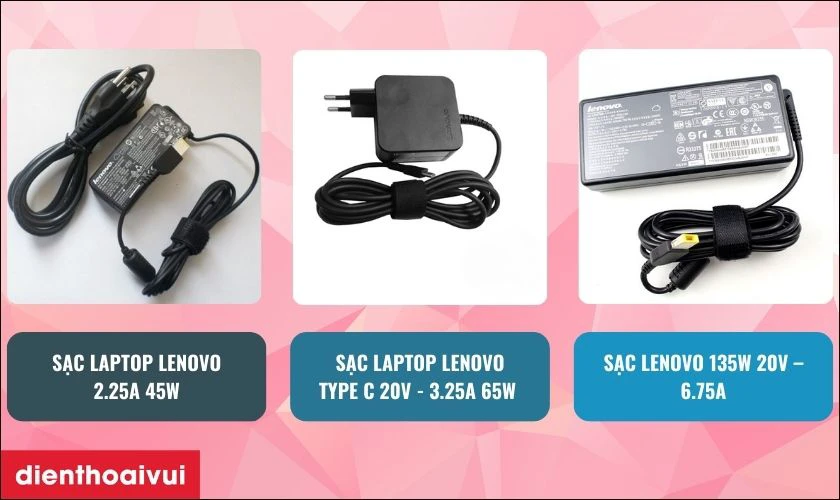 So s&aacute;nh sạc laptop Lenovo 2.25A 45W với c&aacute;c sản phẩm tương tự