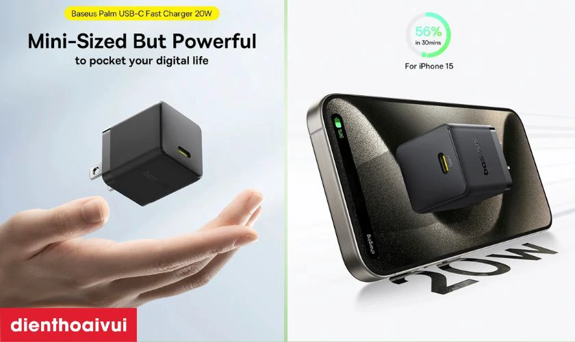 Với thiết kế nhỏ gọn, chỉ bằng l&ograve;ng b&agrave;n tay, Baseus Palm 1C gi&uacute;p bạn dễ d&agrave;ng mang theo b&ecirc;n m&igrave;nh