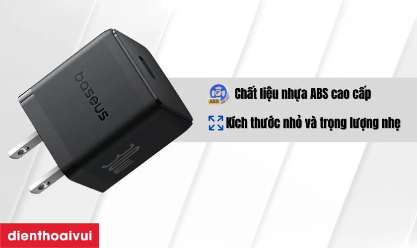 Sạc nhanh Baseus Palm 1C 30W US l&agrave; lựa chọn l&yacute; tưởng với thiết kế nhỏ gọn