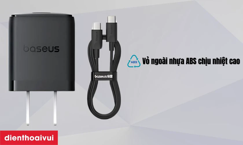Sạc nhanh Baseus Palm 1C 30W US (k&egrave;m c&aacute;p mini C to C 60W d&agrave;i 1m) nhỏ gọn