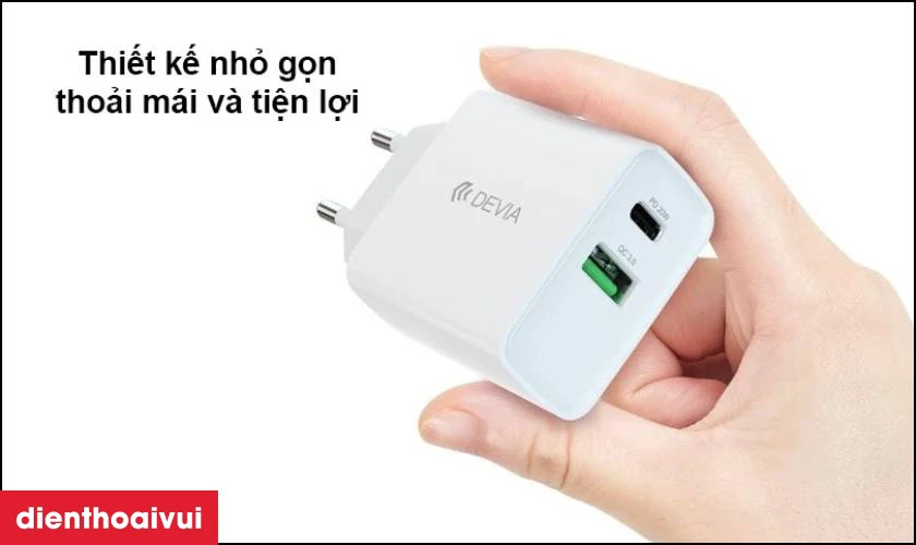 Đặc điểm nổi bật của sạc nhanh Devia 2 Cổng PD + QC (EU, 30W) Trắng
