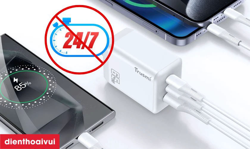 Hướng dẫn chọn v&agrave; sử dụng sạc nhanh Mini Trusmi PD 65w Gan 1A+2C k&egrave;m c&aacute;p Type-C to Type-C 60w (US) CH05