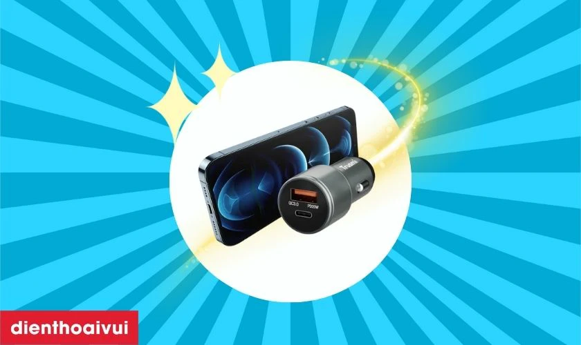 Sạc nhanh &ocirc; t&ocirc; Mini Trusmi 1 USB-A + 1 USB-C 38W CC05 nhỏ gọn