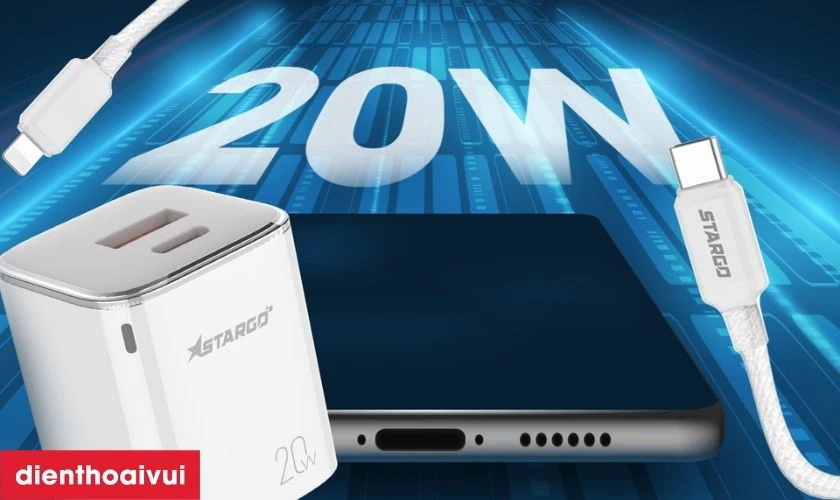 Sạc StarGO Onelink 1C1A 20W k&egrave;m c&aacute;p C-L CL201 sạc nhanh chuẩn PD 20W