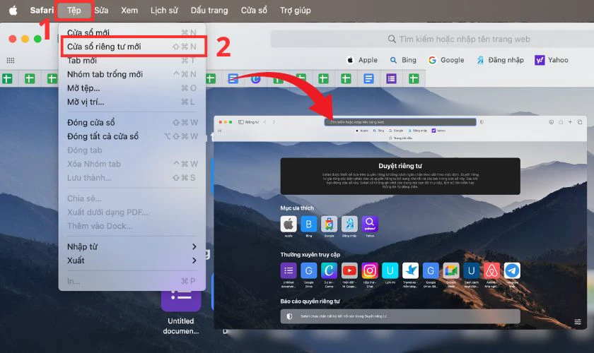 C&aacute;ch sử dụng chế độ t&igrave;m kiếm ẩn danh tr&ecirc;n tr&igrave;nh duyệt Safari MacBook