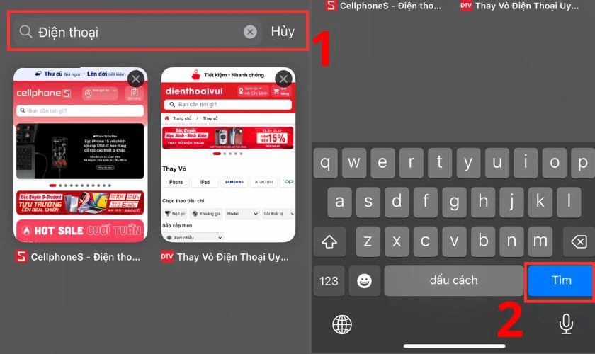 C&aacute;ch t&igrave;m tab đang mở tr&ecirc;n Safari bằng từ kho&aacute;