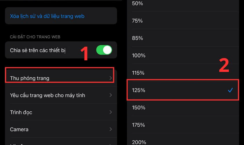 C&aacute;ch thu nhỏ hoặc ph&oacute;ng to trang web tr&ecirc;n Safari