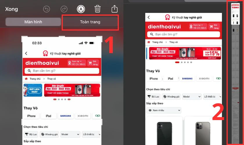 C&aacute;ch chụp m&agrave;n h&igrave;nh to&agrave;n bộ trang web tr&igrave;nh duyệt Safari