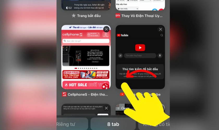 C&aacute;ch đ&oacute;ng một tab tr&ecirc;n Safari điện thoại