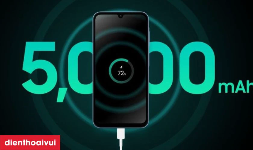 Vi&ecirc;n pin dung lượng lớn 5000mAh c&ugrave;ng sạc nhanh 25W