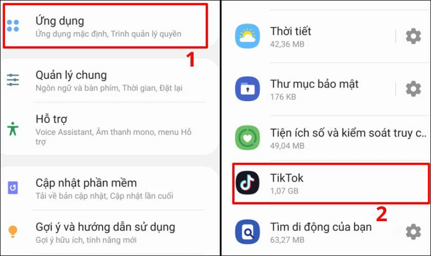 Xóa cài đặt trong mục quản lý ứng dụng trên điện thoại của bạn