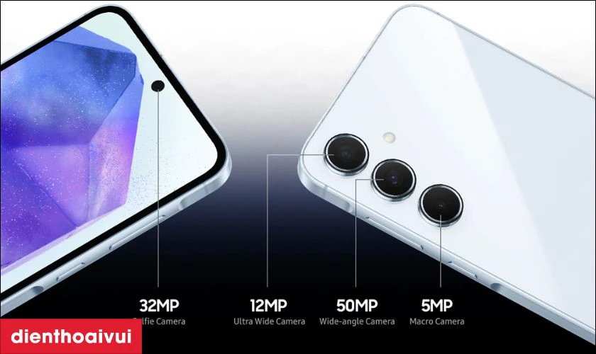 Cụm 3 camera sau gồm 50MP + 12MP + 5MP