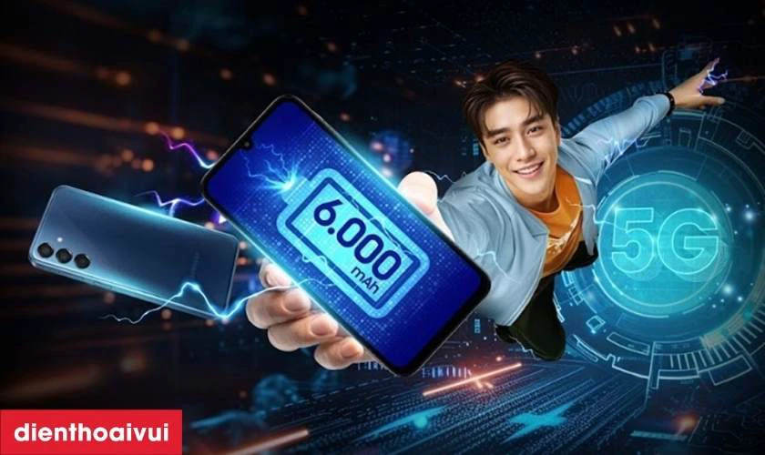 Pin 6000mAh k&egrave;m sạc nhanh 25W