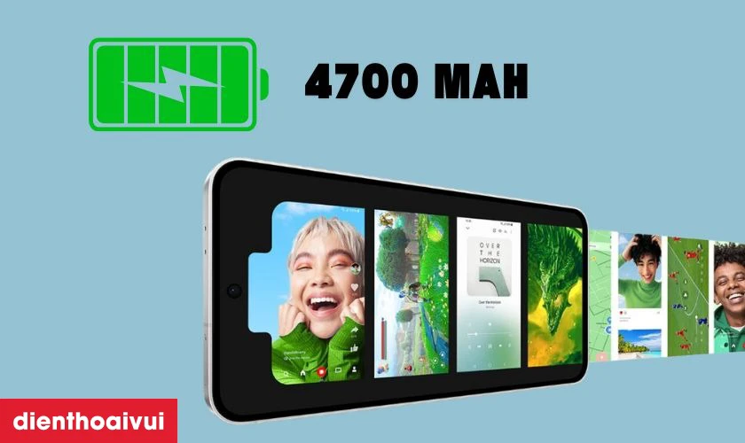 Vi&ecirc;n pin 4700 mAh bền bỉ cả ng&agrave;y, sạc nhanh 25W