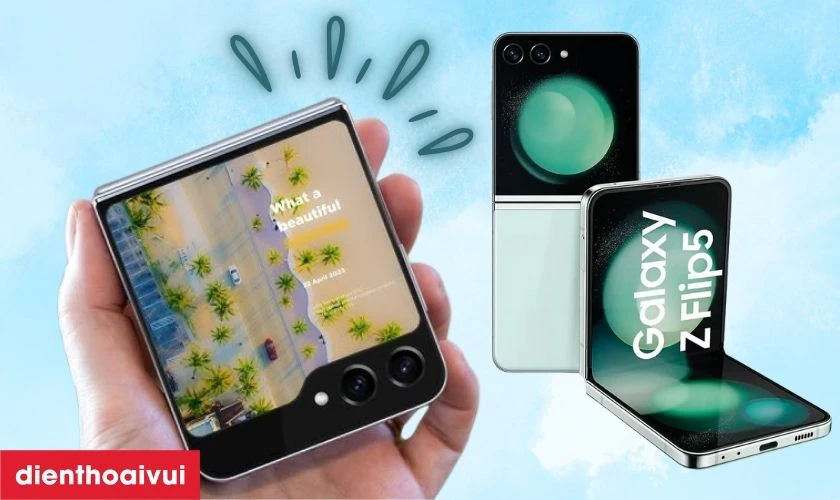Galaxy Z Flip5 sở hữu thiết kế hiện đại với nhiều m&agrave;u sắc đa dạng