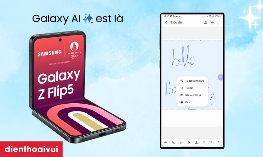 Z Flip5 l&agrave; một d&ograve;ng Galaxy được t&iacute;ch hợp t&iacute;nh năng AI hiện đại, đẳng cấp