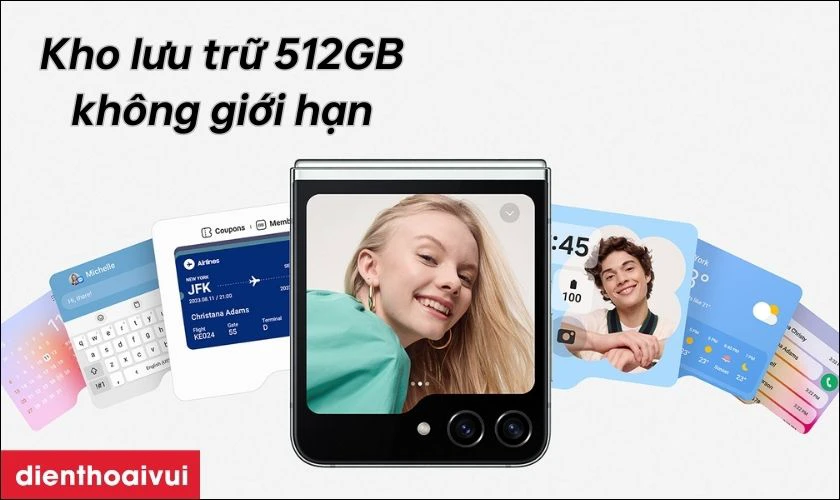 Kho lưu trữ 512GB kh&ocirc;ng giới hạn tr&ecirc;n Z Flip5