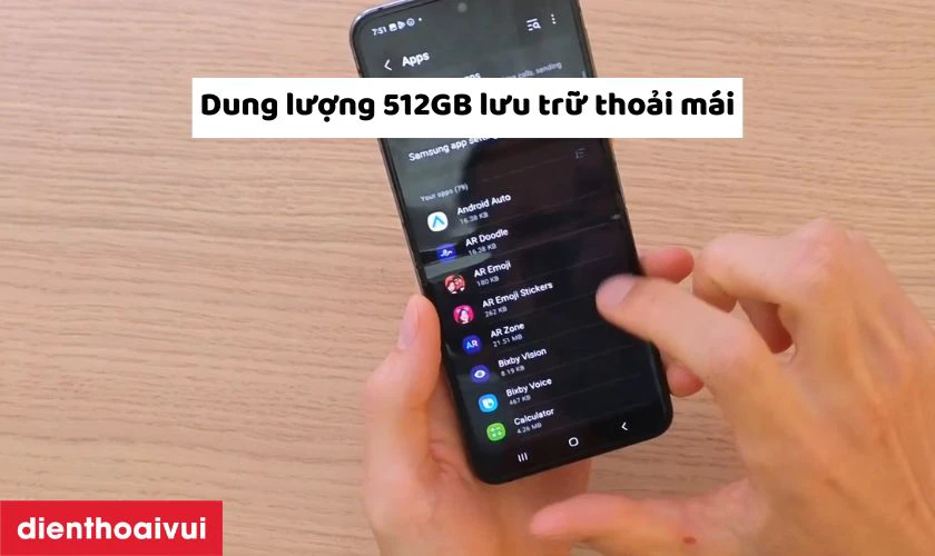Dung lượng 512GB lưu trữ rộng r&atilde;i