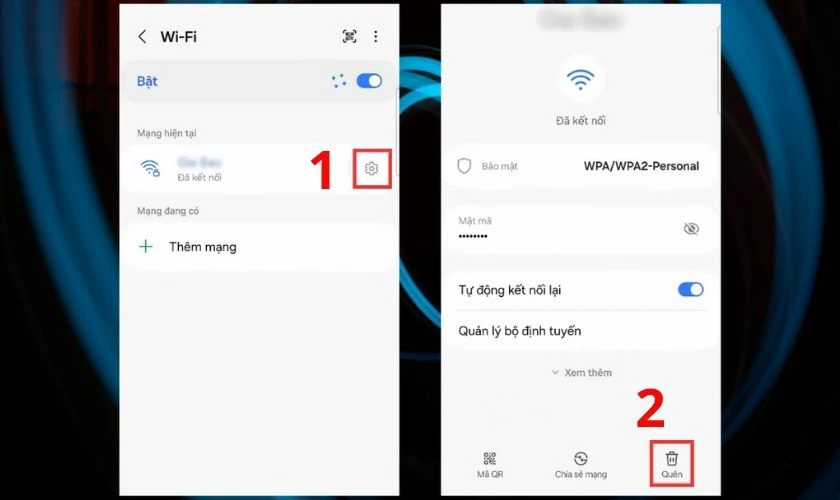 Quên mạng WiFi và kết nối lại trên điện thoại Samsung