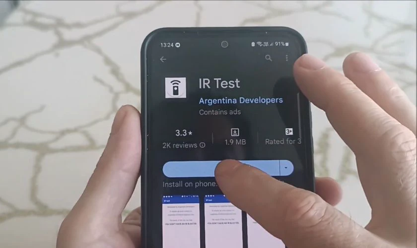 Kiểm tra tr&ecirc;n ứng dụng IR Test