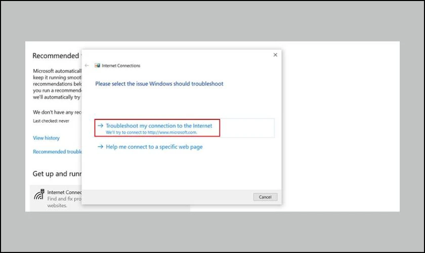 Sử dụng Windows Network Diagnostics đơn giản