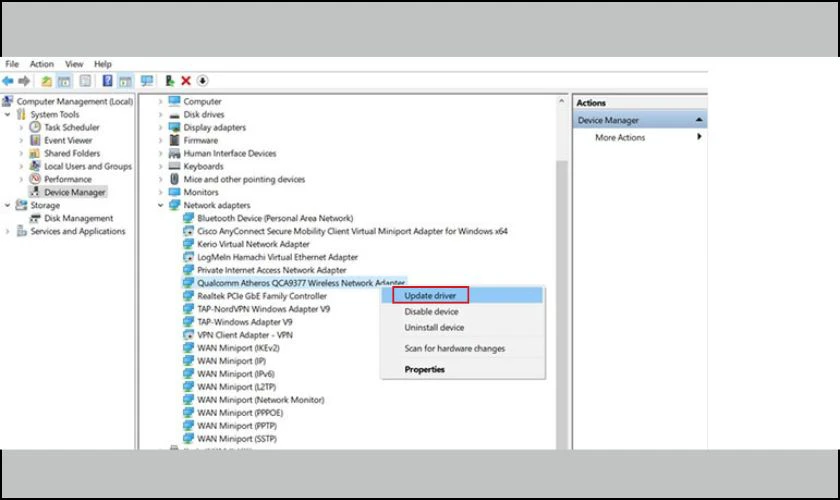 Tìm Network adapters