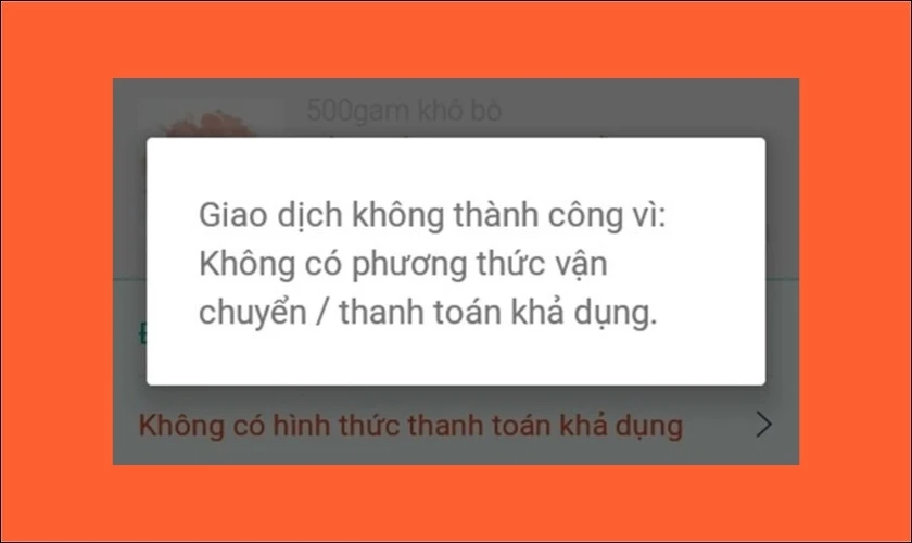 Kh&ocirc;ng c&oacute; h&igrave;nh thức vận chuyển khả dụng