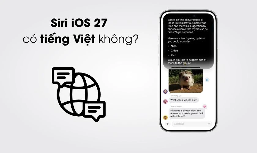 Siri iOS 27 có tiếng Việt không?