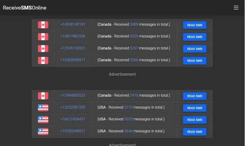 Website Receive SMS Online tạo số điện thoại ảo