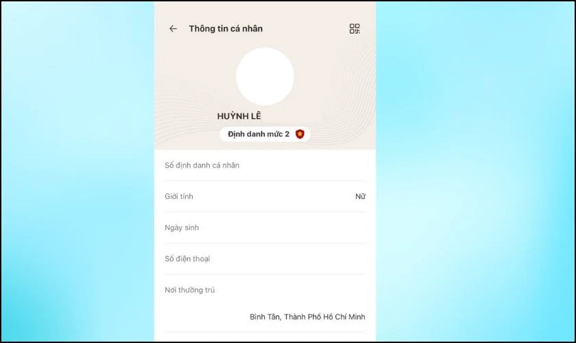 C&aacute;c th&ocirc;ng tin c&aacute; nh&acirc;n cơ bản của bạn sẽ được hiển thị