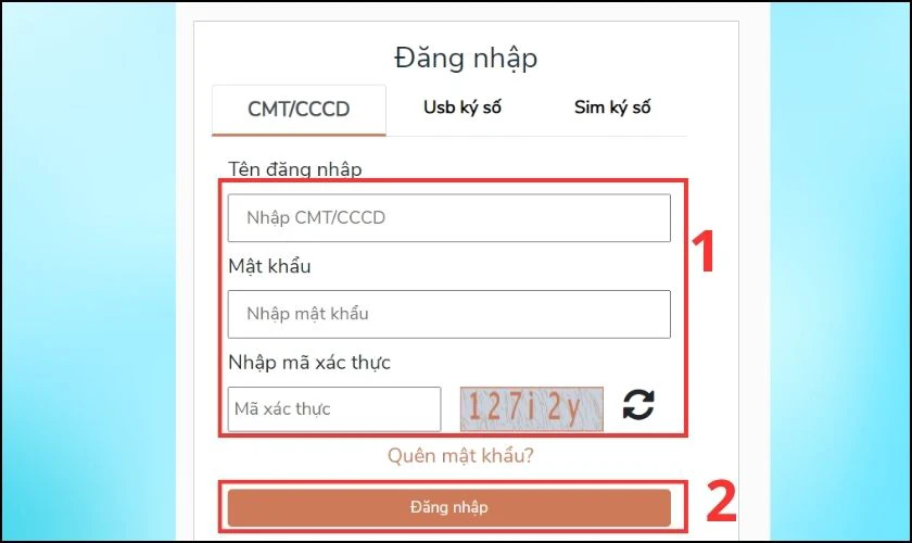 Nhấn Đăng nhập sau khi nhập th&ocirc;ng tin đăng nhập