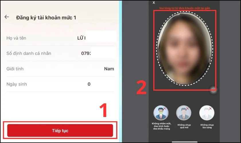 Nhấn Tiếp tục v&agrave; thực hiện chụp ảnh ch&acirc;n dung