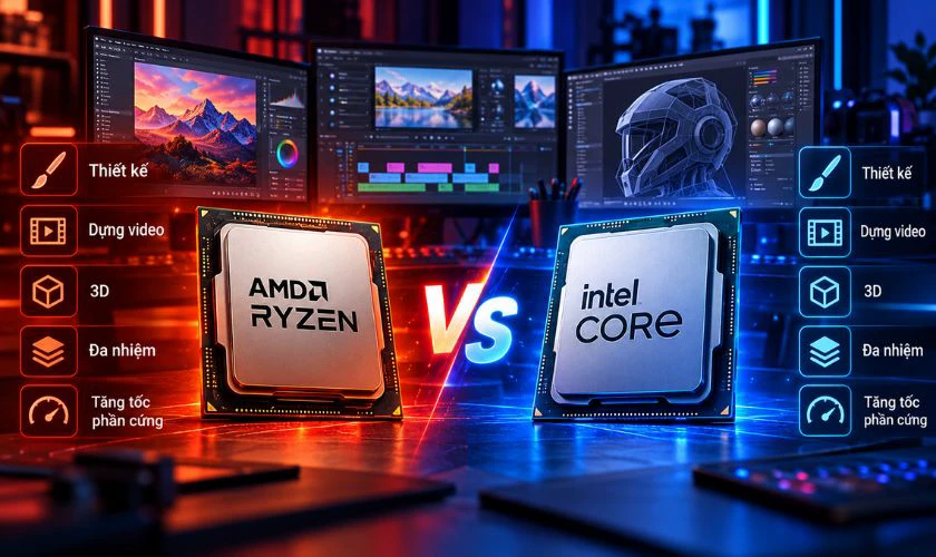 So sánh CPU AMD và Intel trong thiết kế đồ họa