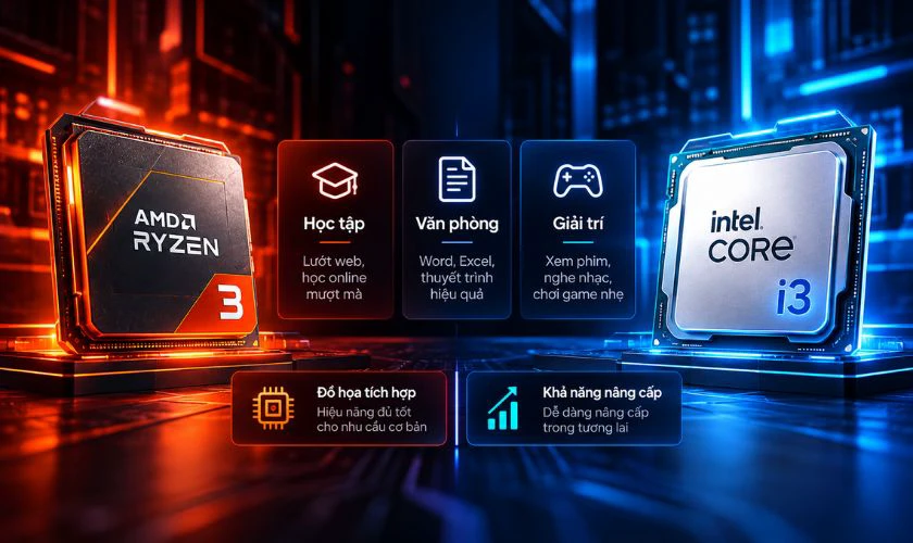 So sánh AMD Ryzen 3 và Intel Core i3