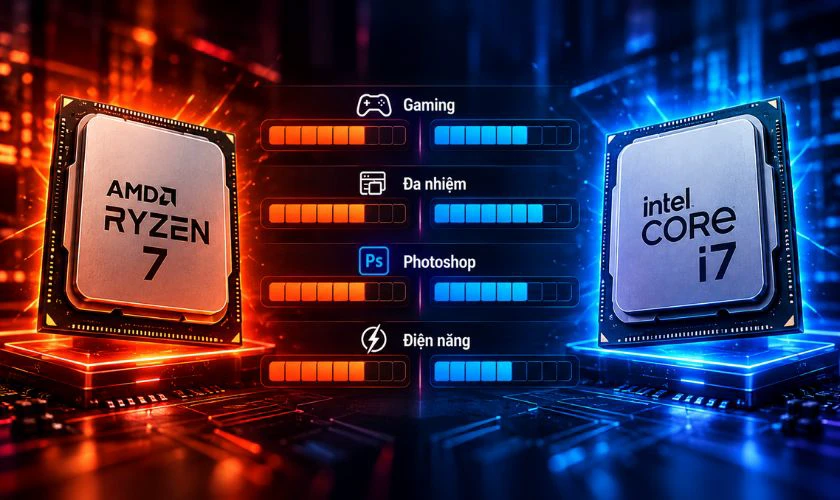 So sánh hiệu năng AMD Ryzen 7 và Intel Core i7