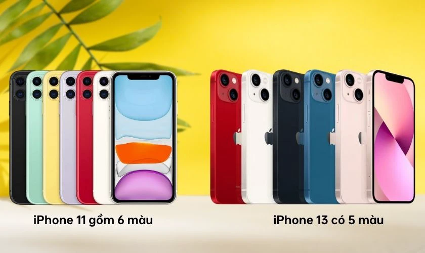 So sánh màu sắc iPhone 11 và 13