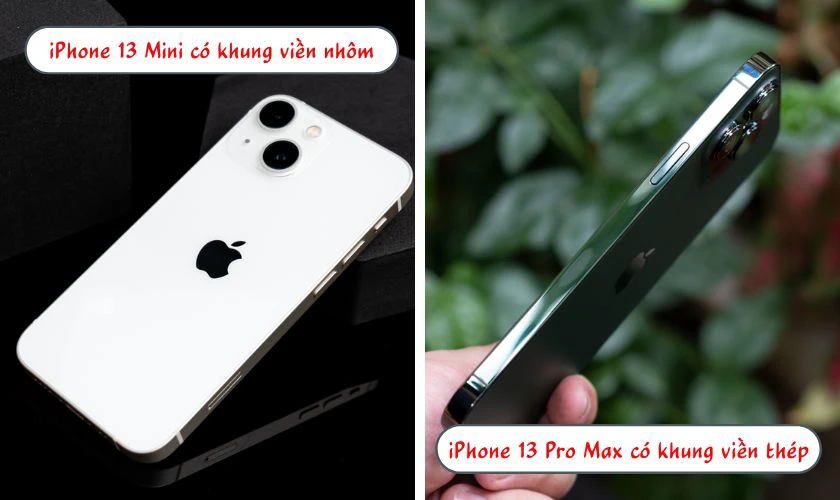 iPhone 13 Mini và iPhone 13 Pro Max về thiết kế