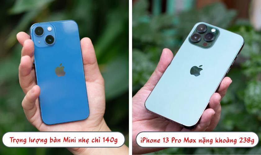 13 Pro Max to và nặng hơn 13 Mini
