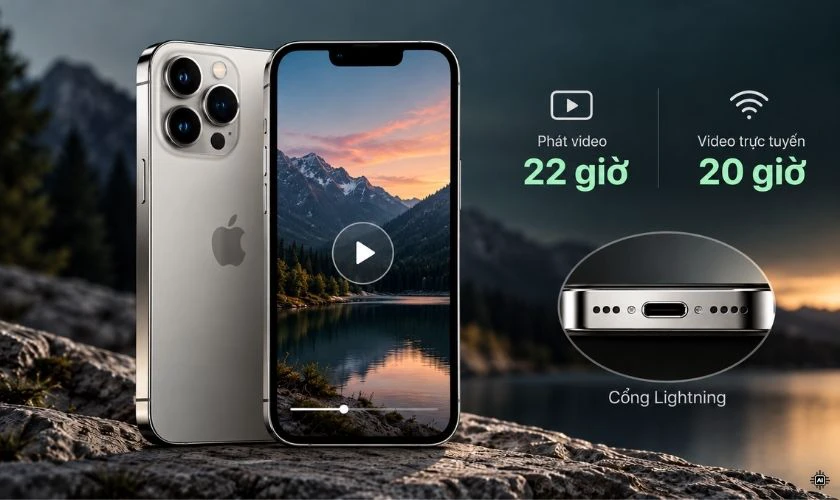 Về pin sạc: iPhone 15 Pro nhỉnh hơn một giờ phát video