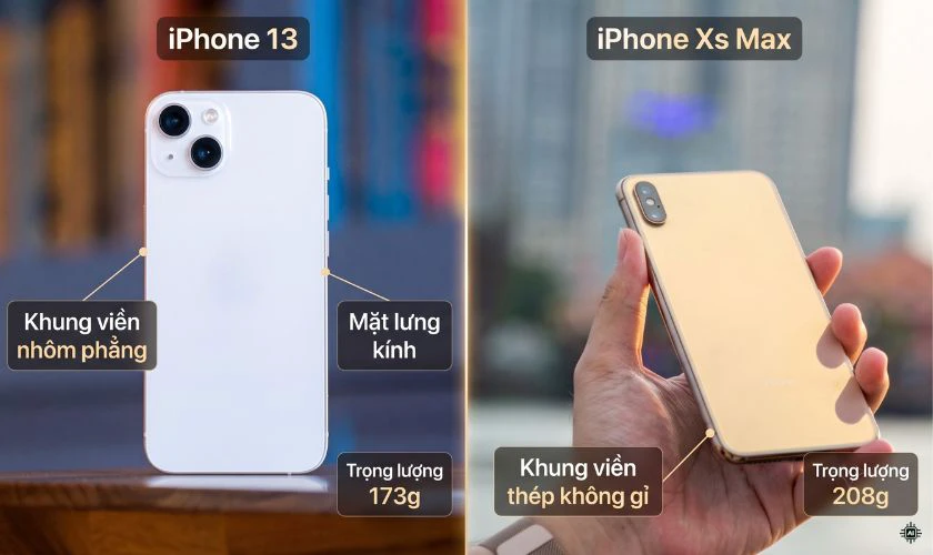 So sánh iPhone 13 và Xs Max về thiết kế