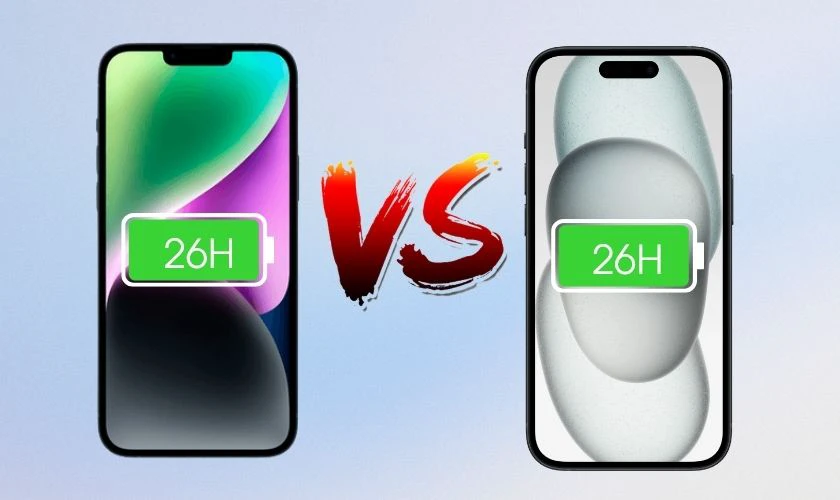 iPhone 15 Plus và iPhone 14 Plus đều có thời lượng xem video tối đa 26 giờ