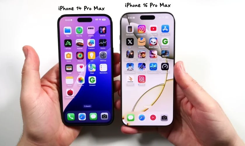 So sánh iPhone 14 Pro Max và 16 Pro Max về màn hình
